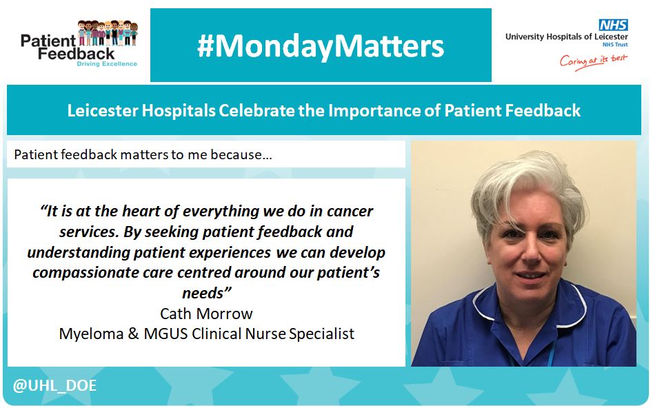Here is #MondayMatters week 2 of 8 <a href="/Leic/">leic</a>-hospital where we celebrate the importance of patient feedback! Staff tell us why patient feedback matters to them
@UHLfox <a href="/heather_leatham/">Heather Leatham</a> <a href="/nag2710/">Natalie G - RN 💙</a>