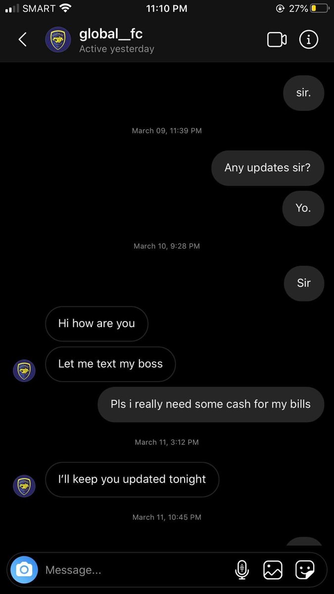 martie_bautista's tweet photo. ‼️READ THIS THREAD‼️

Dear football community,

Friends &amp; fellow athletes. I’m calling out to ALL of you. What GLOBAL FC are doing, taking advantage of their players &amp; even our local artists, is BEYOND UNACCEPTABLE.

As PH athletes in this country, how can we LET this happen⁉️ https://t.co/Ym3lt1zWxH