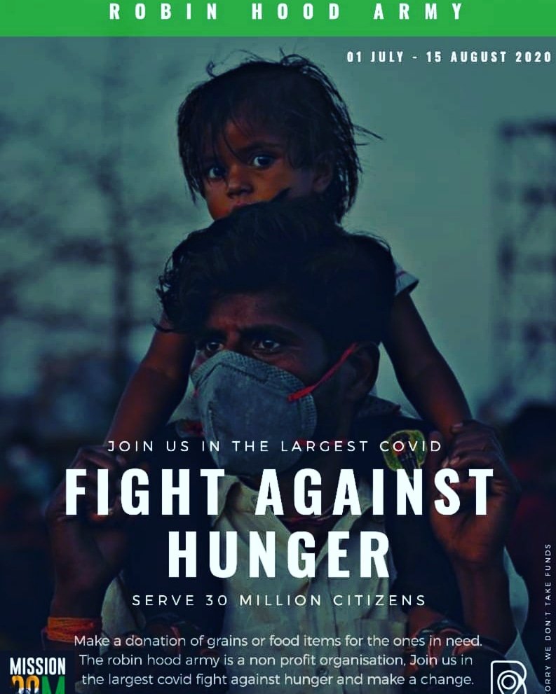 Help us in building the nation who  is struggling with hunger.

ⓂⒶⓀⒺ Ⓐ ⒸⒽⒶⓃⒼⒺ

#mission30m #mission30million #servethesociety #servetheneedy #serve #serveandprotect #hunger #hungrypeople #humanity  #pandemic  #theneedy  #robinhoodarmy #rha_india #rha_mumbai #itsrobin