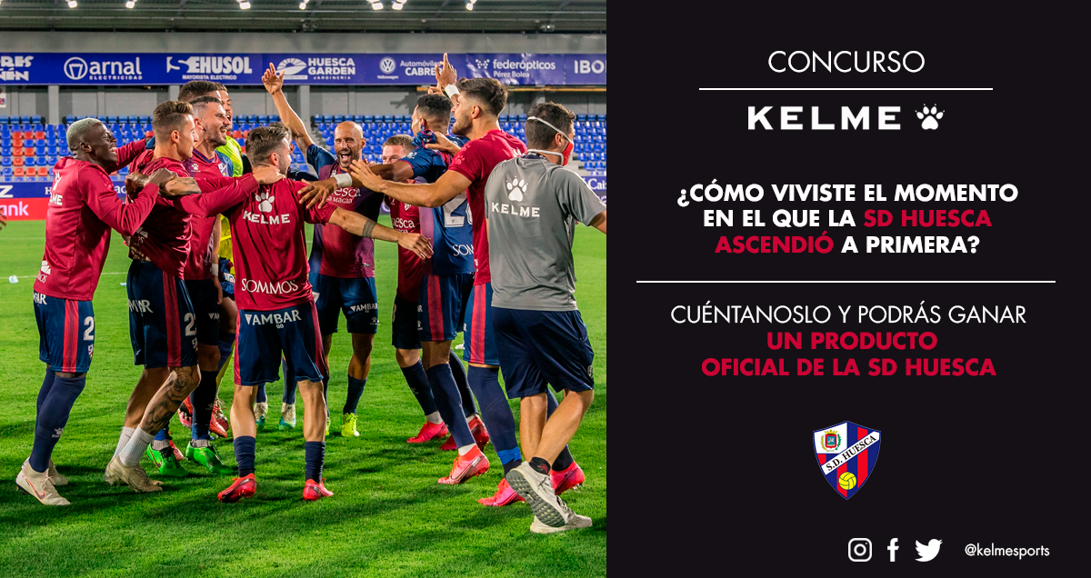 Kelmesports's tweet photo. CONCURSO | ¡La @SDHuesca es de PRIMERA! 🔥 Y no podemos celebrarlo de mejor forma que con un concurso.
Dinos cómo viviste el momentazo del sábado y podrás conseguir cualquier producto oficial del Huesca que esté disponible en nuestra web. 🤩 

#VamosHuesca 🔵 🔴 #HuescaNoReb1A https://t.co/1MzAf9Xr2z