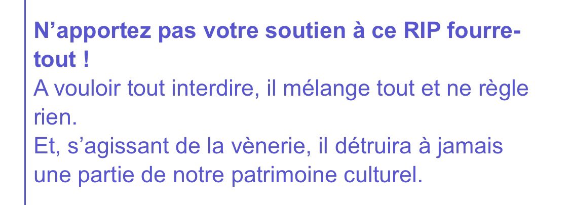 Les partisans de la chasse à courre envoient un courrier aux parlementaires pour leur demander de ne pas soutenir le Référendum pour les animaux. Quand une toute petite minorité veut empêcher la majorité de s’exprimer... Au nom du « patrimoine culturel » 😏