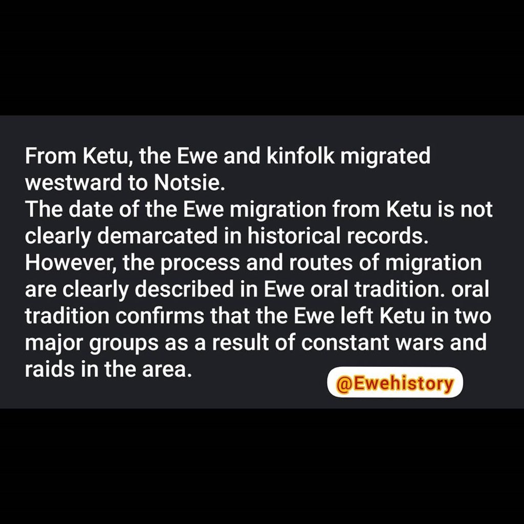 e_enation's tweet photo. EWE MIGRATION PART 1 ; KETU 10th CENTURY -
1st Part on the recorded oral and researched view of the migration of our ancestors .
Part 2 will talk more about their arrival at Notsie and will show some tradtional songs that actually detail the journey . 
#TrendingNow #Trending https://t.co/rJ1AFN6hSQ