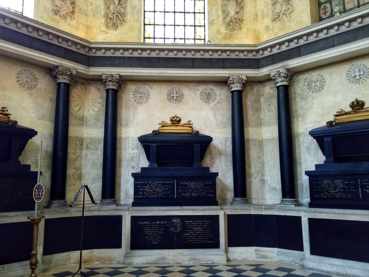 "here in a beautiful domed chapel to the North is the mausoleum of the old dukes of Lorraine – black marble sarcophagi and pillars – the rest white stone – was white marble before destroyed in the revolution andtherefore more magnificent than now – but remarkably handsome now"