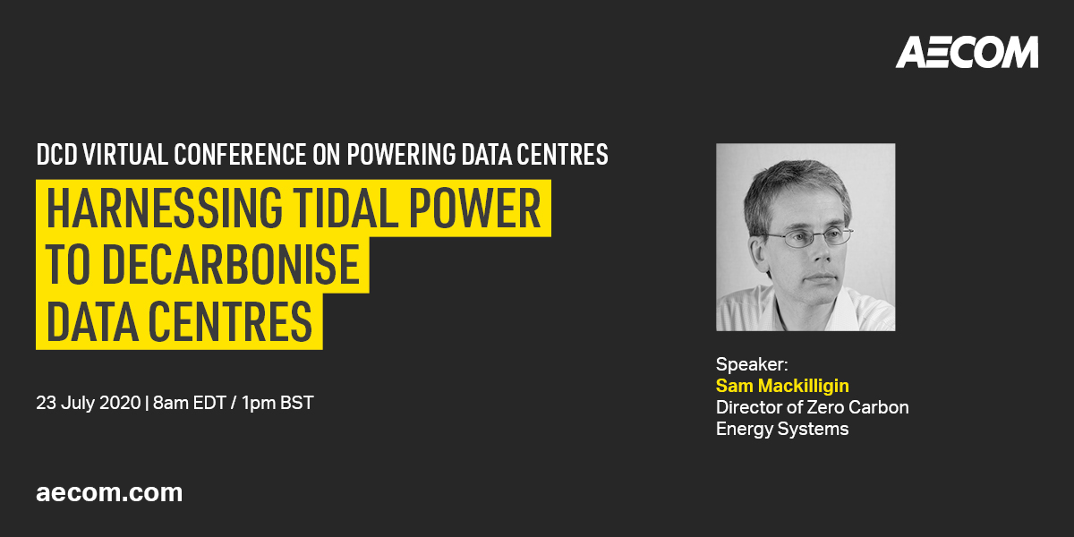 AECOMBuildPlace's tweet photo. @SamMackilligin, Director of Zero Carbon Energy Systems, discusses decarbonising #datacentres and the potential of #tidal power through the @simecatlantis #MeyGen project at this week's #DCDPower conference. https://t.co/QPgrVZkBQ8 https://t.co/UpGZALRizy
