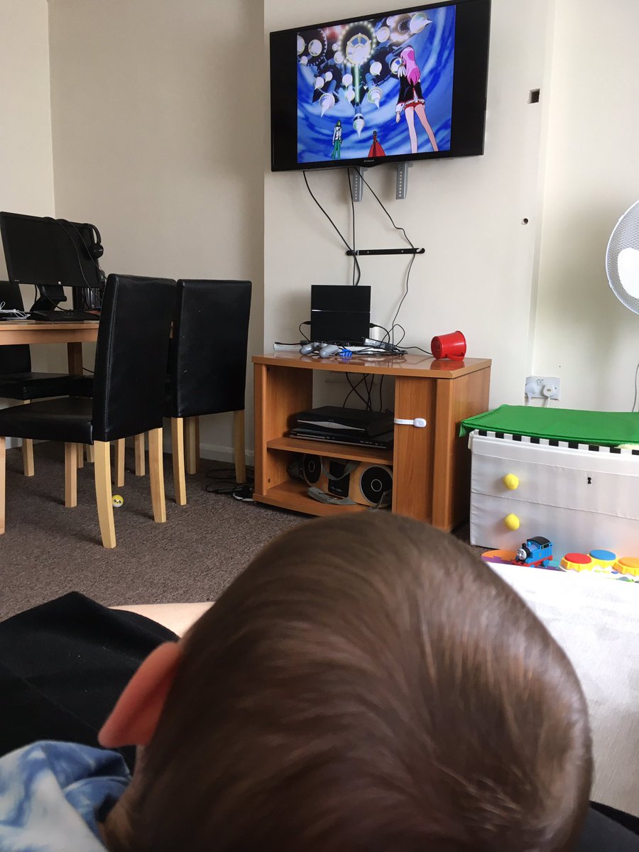 lilithdarkstorm's tweet photo. My son woke up as I was watching Revolutionary Girl Utena, as I’ve wrapping up the episode he decided to make himself comfortable on my lap. At least he seems to like it! 😂 #RevolutionaryGirlUtena #animewatching https://t.co/VppcyULhoW