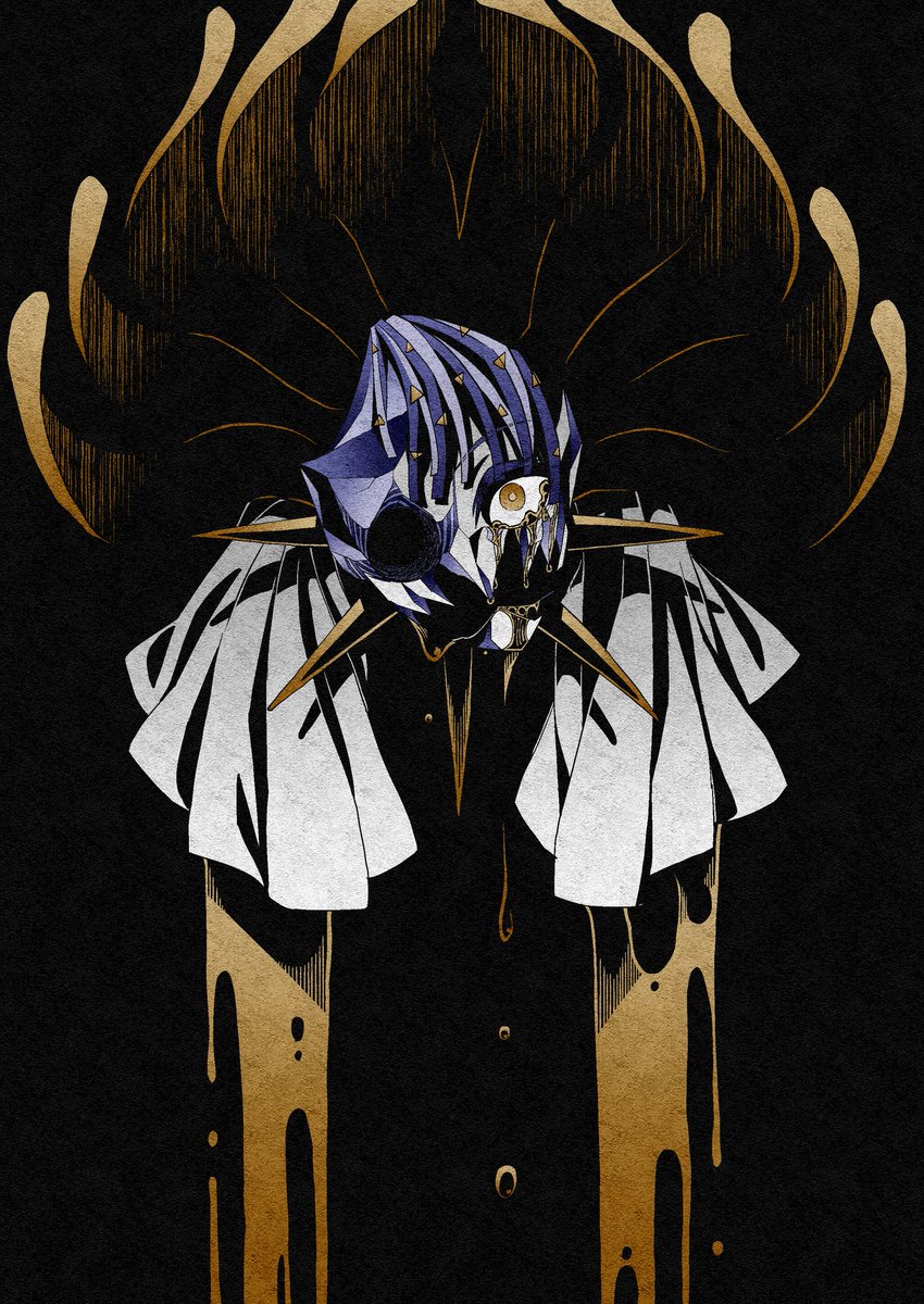 phosphophyllite melting 1other solo looking at viewer yellow eyes black background tears  illustration images