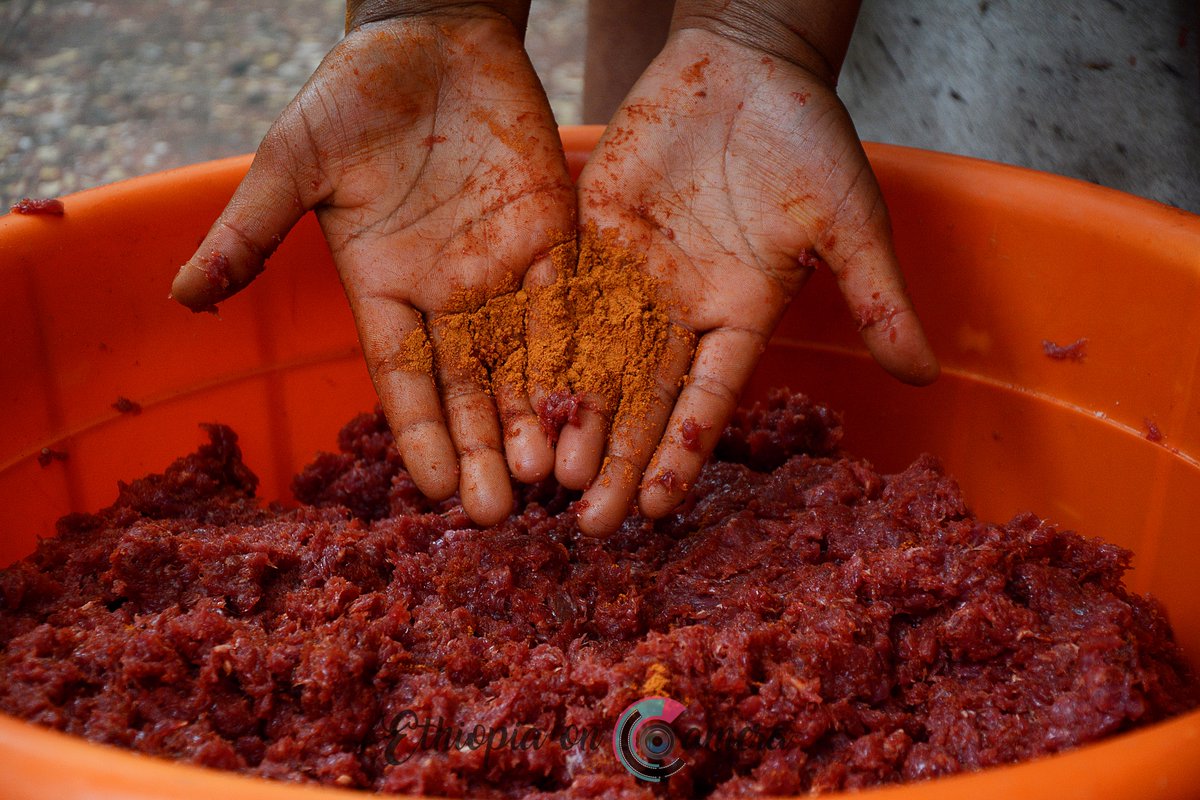 Ethioncamera's tweet photo. #Mitima, the second most popular spice after #berebere and goes hand in hand with #kitfo. A must try dish when visiting #Ethiopia, consisting of minced raw beef, niter kibe ( clarified butter), and mitmita.    
#VisitEthiopia https://t.co/EMBalIz2Fa