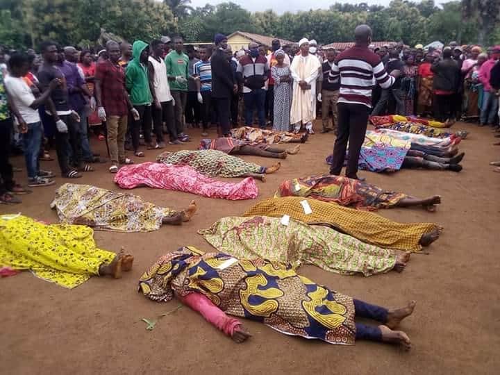 Reubenhari's tweet photo. These are the bodies of 15 people killed on Sunday night  19July, 2020 in Kukum Daji village, Kaura LGA of Kaduna state @lindaikeji @tvcnewsng @IconHelp1 @ChidiOdinkalu @PSJNigeria @SKefason @Doublee_Kee @FemAdesina https://t.co/xQ3BlE4kyp