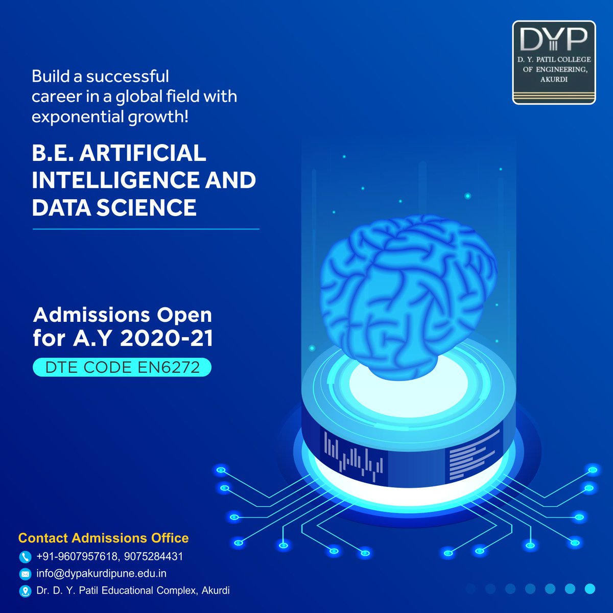 DYPCOE_AKURDI's tweet photo. #DYPCOE offers a 4-years full-time B.E. #ArtificialIntelligence & #DataScience program. Global standard facilities, state of art infrastructures, and an excellent placement cell make it the best institute to advance your #career!
✅ Visit: https://t.co/gpfHMlSlLX
#AI #Engineering https://t.co/o1Hz2ZIitu