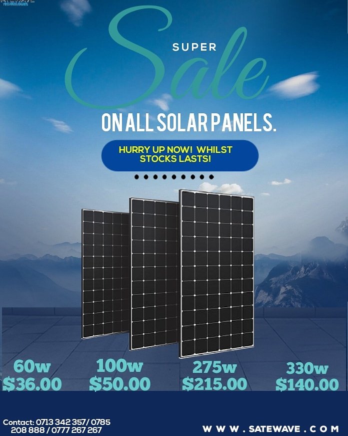 satewave's tweet photo. Solar deals just got sweet with Satewave Technologies. Get in touch with us for the cheapest solar panels in town https://t.co/uWtSp1oPiP