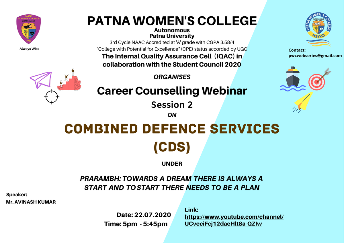IicPwc's tweet photo. Here comes the second poster of the webinar session | PRARAMBH 2020 | 🌸✨
Session 2 on - COMBINED DEFENCE SERVICES ( CDS ) 
Also, we are not using the speaker's picture because of some Protocol of INDIAN ARMY. 
#PWC
#PWCPRARAMBH2020
#EMBRACEENRICHEXCEL
#yeswecandoit😂 https://t.co/gJkELuwY12