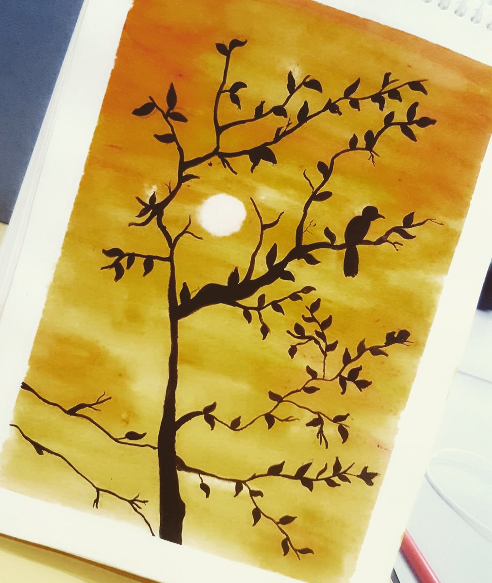 Shwetjuneja's tweet photo. O Heart, What A Wonderful Bird You Are - #Rumi

#sunset #drawings #free #watercolorpainting #watercolor #watercolours #watercolourpainting #watercolourbeginner #sunsetpainting #delhi https://t.co/fWIqEXbJHb