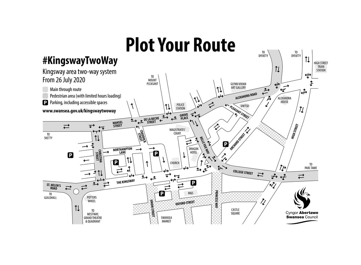 SwanseaCouncil's tweet image. Part of a big plan that’s bringing new work, homes &amp;amp; life to your city centre. Your Kingsway is changing with a switch to two-way traffic on July 26. 

Got a question about the changes? Take a look at our FAQs: swansea.gov.uk/Kingswayinfras…

#KingswayTwoWay #Kingsway2Way #PlotYourRoute