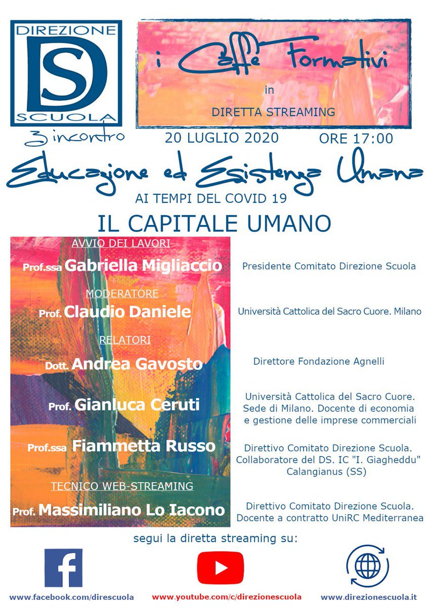 FondAgnelli's tweet photo. 📅 Educazione ed esistenza umana ai tempi del Covid 19 - Il capitale umano. Oggi alle 17 diretta streaming sulla pagina Facebook di @DirezioneScuola https://t.co/zlu4kLT2Oy