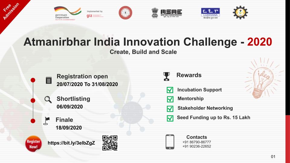 CENTRALTOOLROOM's tweet photo. CIED of CTR in collaboration with GIZ introducing AIIC-20 which aims to develop quick, local and innovative solutions to address the impacts of COVID-19.

Application Deadline: 31st August 2020
Brochure Link: https://t.co/GGDW8qKYJt
Registration Link: https://t.co/13u8GlbqGy https://t.co/htbMfhg7TO