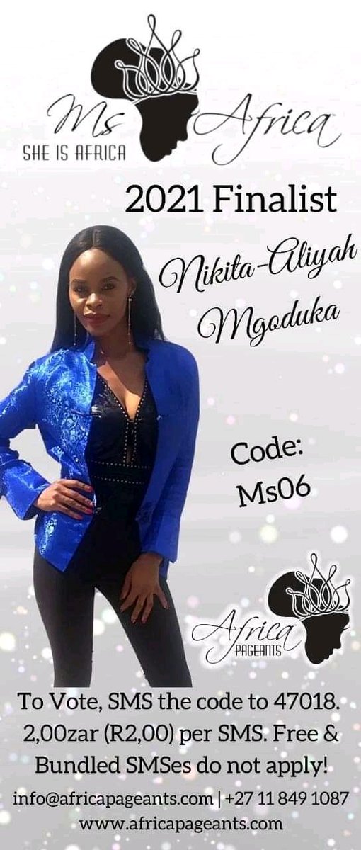 NikitaNaidoo10's tweet photo. Please continue voting. Ms06 to 47018 as many times as you can. #SheStillStands and #SheChangesEverything because #SheIsAfrica #AfricanBeautyQueenWithSubstance #MsAfricaFinalist #2021 #africapageants #NikitaAliyahMgoduka https://t.co/YWNl38FZeP
