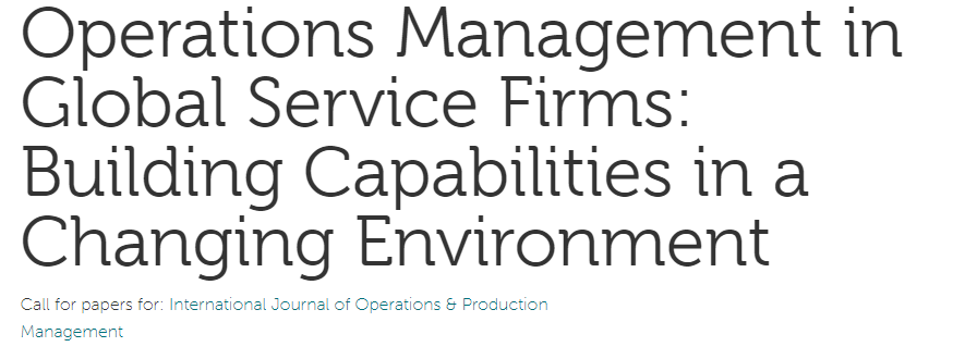 ijopm_oscm's tweet photo. CALL FOR PAPERS
Pls consider submitting to our special issue on Global Service Operations by Kreye, Zhang & @tsai_juliana
https://t.co/JIOlKm5DRv
@DTUtweet , @UoB_Business, @CBScph
Deadline for initial submissions: 3rd May 2021
#cfp #serviceops #services #opsmgmt #research https://t.co/w3yphu6emu