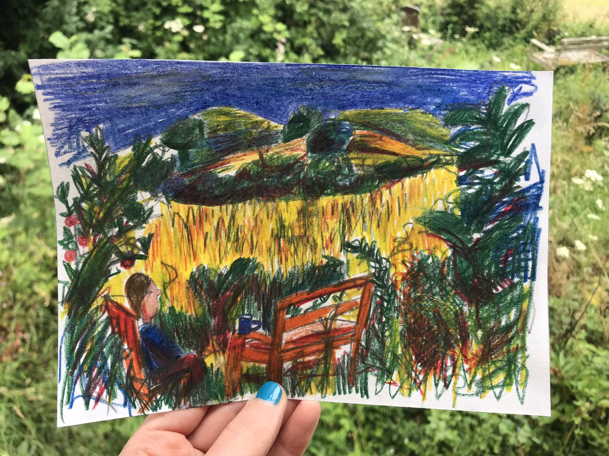 naomiann_'s tweet photo. I am currently at home in the welsh countryside since the first time since Christmas! So I did a little sketch of the view from my window using #progressopencils ; swipe to see a photograph of the view 🌼 #Wales #sketching #quicksketch #sketchoftheday #illustrator https://t.co/zcQCCf5S4h