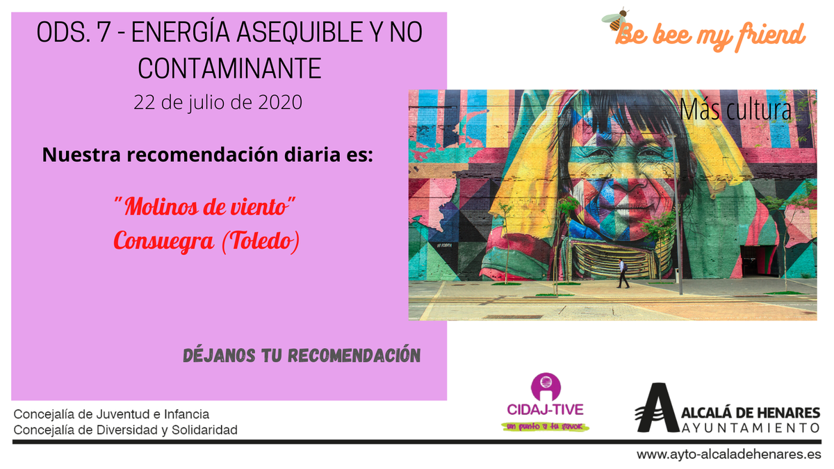 cidajalcala's tweet photo. #seguimosinformando #Bebeemyfriend #ods
Nuestra recomendación diaria ODS 7. ENERGÍA ASEQUIBLE Y NO CONTAMINANTE, hoy "Más Cultura"
Déjanos la tuya! “Be bee my friend”
#odsmascultura #odsmusica #odsliteratura #odscine #odscultura #pensamientocritico #concienciacion #agenda2030 https://t.co/7q3fDF0mmW