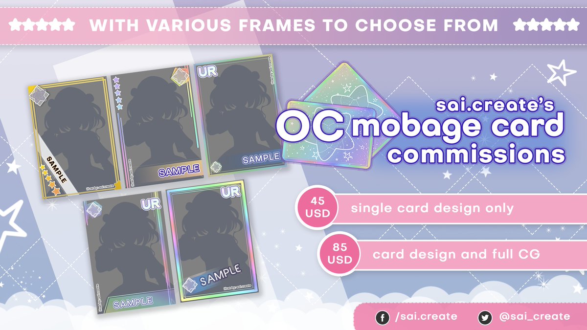   #OCMobageCard ART COMMISSION I'll do my best with any theme btw. Output will be in full color, with lights, effects and a full illustrated background. Idol? Fantasy? Let's gooooo!Sample frames so far. See link in thread for more! :) #art  #commissions  #commissionsopen