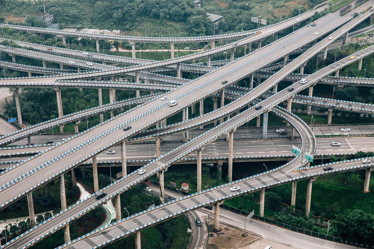 That's not it Here is a highway Interchange, Chongqing of  #ChinaIt echoes Miami's golden glades interchange Constructed in 8 years and opened in 2017 It was a great fun driving on it and felt superior to European interchangesAnd its looks funny on google maps