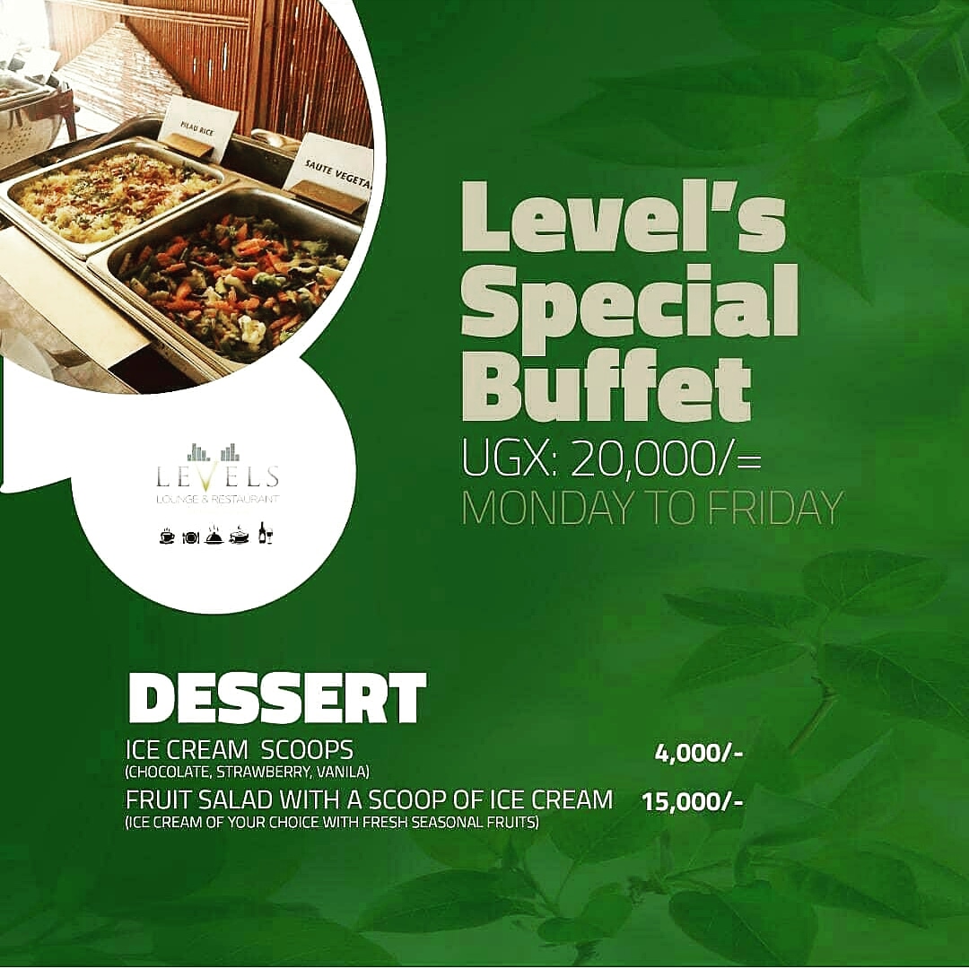 Levels_Ug's tweet image. Lunchtime here means buffet! Serving all the wat till 4pm, come around eat all you can with our buffet!
#LevelsKitchen #buffetstyle