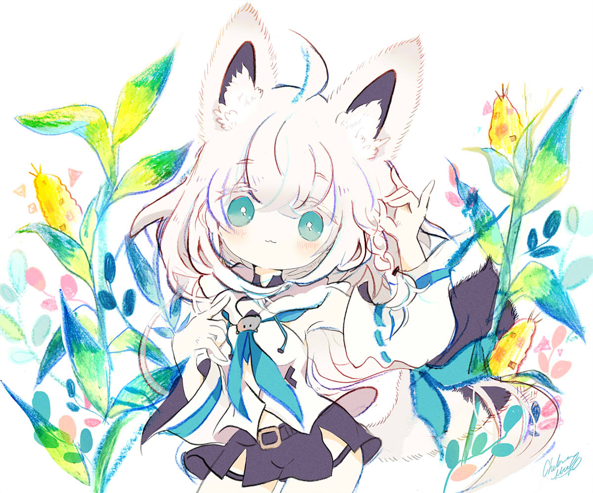 白上フブキ 「こんこんきーつね!  #絵フブキ 」|ちくわミエル 𝘤𝘩𝘪𝘬𝘶𝘸𝘢𝘮𝘪𝘦𝘭のイラスト
