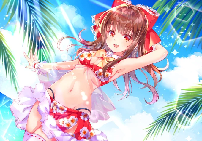 水着着た霊夢とバカンスに来たら……
#東方Project 
