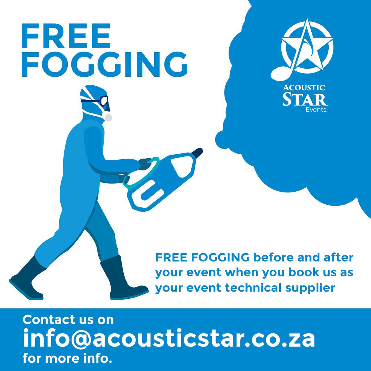 acoustic_stars's tweet photo. Get FREE fogging before and after your event when you book us as your event technical supplier. Email us on info@acousticstar.co.za #AcousticStarEvents #freefogging #events #technical https://t.co/E67ecBF2tl