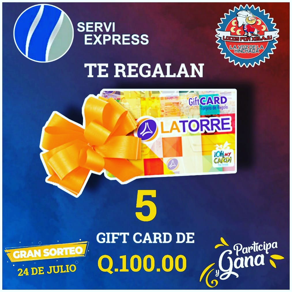 LocosPorXelaju's tweet photo. Recuerda participar en el sorteo que te trae #SERVIExpress y #LocosPorXelaju aún tienes oportunidad de ganar, sigue las instrucciones en el siguinte link 👇🏻
https://t.co/xwOgaR7vUa https://t.co/gTaPz7zANC