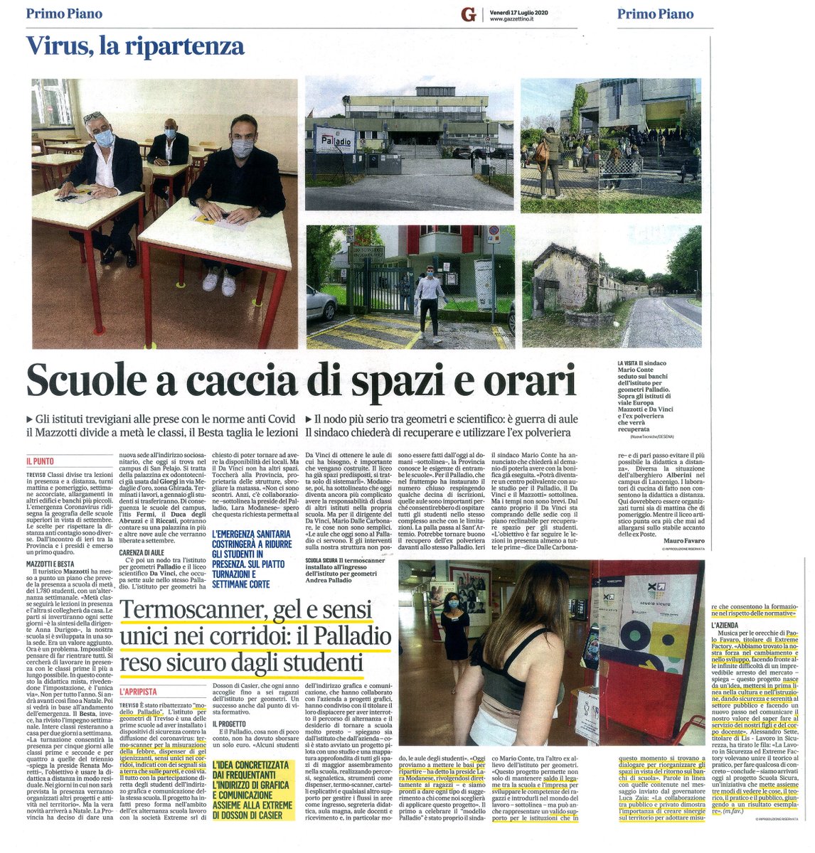 Extremefctry's tweet photo. Progetto Scuola Sicura: Parlano di noi🔝
Rassegna stampa del 17 luglio 2020
Fonte: Il Gazzettino di Treviso

#ExtremeFactory #ilvaloredelsaperfare #rassegnastampa #scuolasicura #sicurezza #istitutopalladio #iispalladio #treviso https://t.co/uCM5XNDdbH