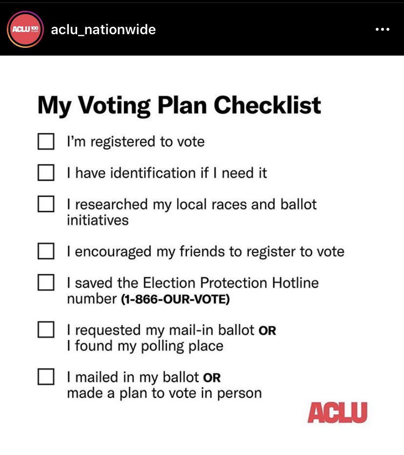 GLSENNH's tweet photo. Are YOU registered to VOTE? Here’s a great &amp; simple checklist from our friends at ACLU. Make sure you’re checking off these boxes and encourage others to do the same! ✅VOTE!✅ https://t.co/oUC6PtFa8i