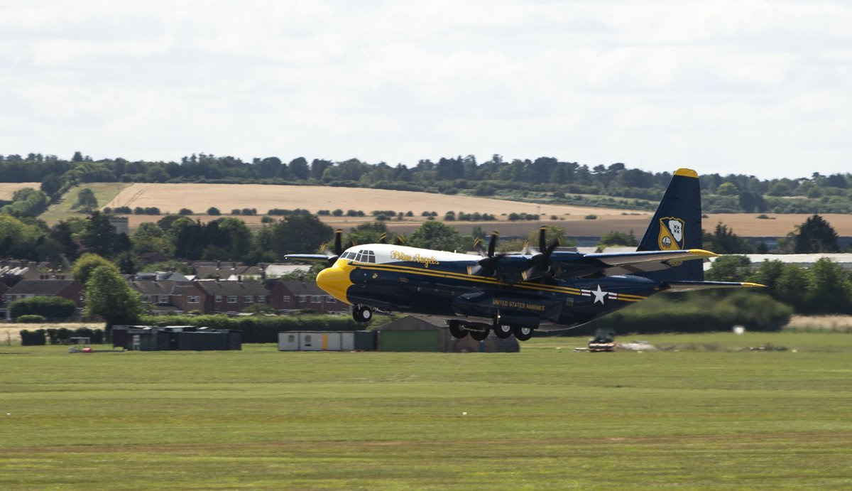 BlueAngels's tweet photo. Good Morning, #BAFans!

Your C-130 pilots and are currently performing their first functional check flight (FCF) in our new C-130J this morning over England!

#BlueAngels #USMC #SemperFi #USNavy #ForgedByTheSea https://t.co/z6tz9wonmS
