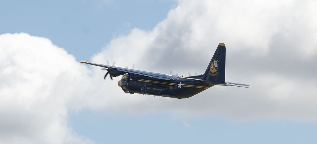 BlueAngels's tweet photo. Good Morning, #BAFans!

Your C-130 pilots and are currently performing their first functional check flight (FCF) in our new C-130J this morning over England!

#BlueAngels #USMC #SemperFi #USNavy #ForgedByTheSea https://t.co/z6tz9wonmS