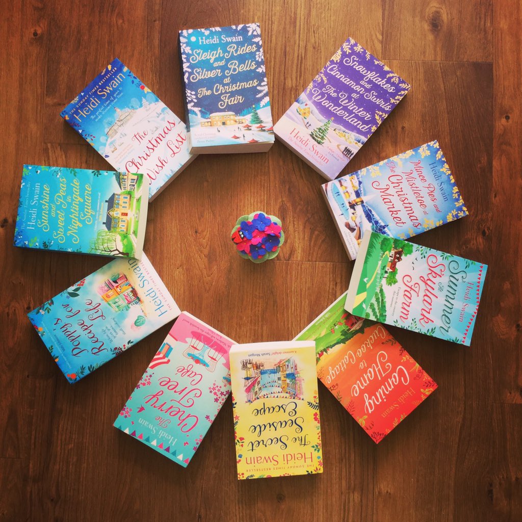 I love this idea of a #colourfulbookspiral so here is mine. These #books all have such beautiful covers they create their own book #rainbow & they also happen to be by one of my favourite authors @Heidi_Swain #Wynbridge #Wynmouth #nightingalesquare