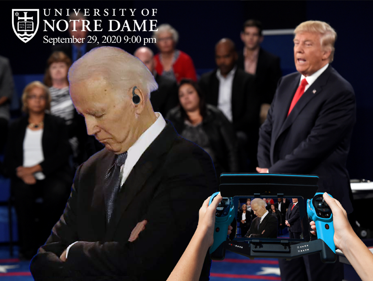 PoliticalClownP's tweet image. @ComfortablySmug 

#RoboJoe 

This is what we will see from the debate stage on the campus of Notre Dame on 9/29/20 IF Biden agrees to debate @realDonaldTrump in person. #ChangeMyMind