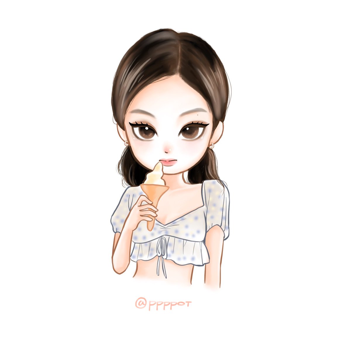 photo Jennie Kim Cartoon jennie jenniefanart blackpink