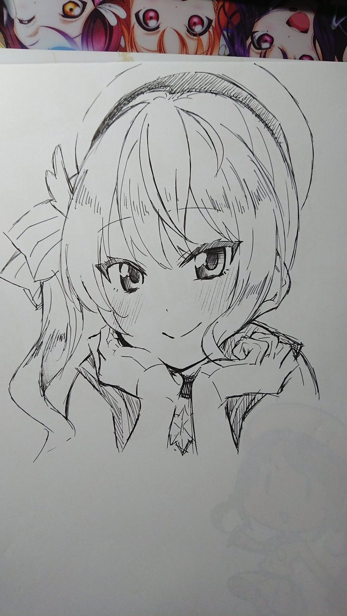 今日の配信で描いた落書き達を一応あげておきます!ボールペンで模写&amp;一発描きというわりと鬼畜ゲーをやってみましたが、めっちゃ難しかったぁ…ほぼほぼ、あくあちゃんしか描いてないけどねっ(‾▽‾;) 