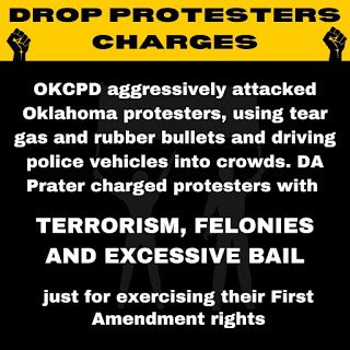 JessQuintonEddy's tweet image. OK County District Attorney David Prater is abusing his power as an elected official to charge demonstrators using their 1st Amendment rights with terrorism and $1mil bail. This is UNACCEPTABLE. Call DA Prater TODAY @ 405-713-1600 to demand he #DropAllCharges! #PraterIsATraitor