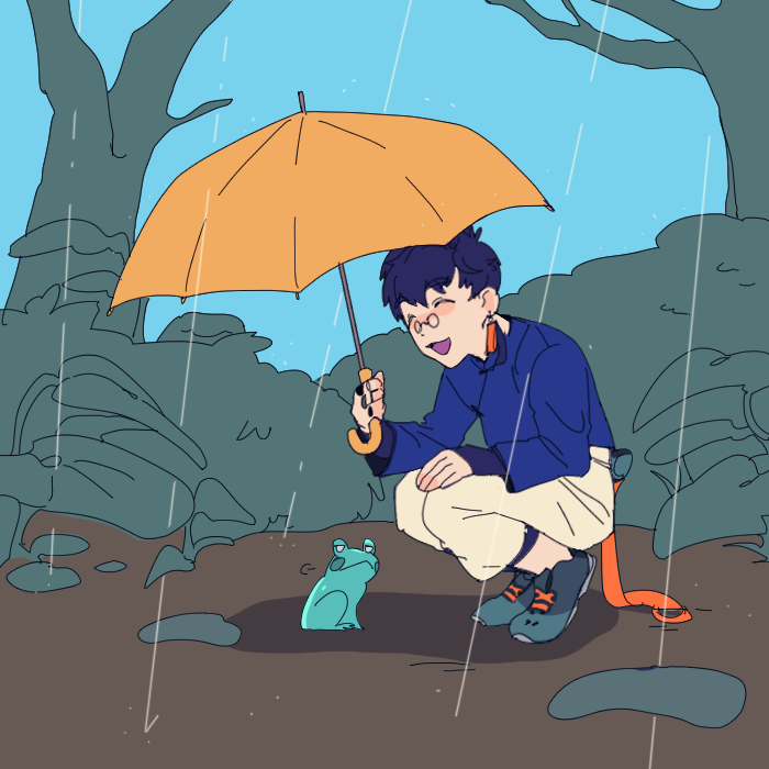 이름은 칭펑 15살이고 찬물맞으면 성격 반대로 변해서 땅에 발 딛는것도 땅꺼질까봐 무섭다고 이불속에 숨어있어서 다른사람 도움 없이는 이불밖으로 안나간다는 설정이었습니다...ㅠㅠ 성장하면 여기저기 피어싱이랑 문신생길 예정이었음