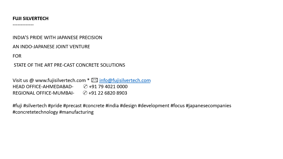 Fuji_Silvertech's tweet photo. #fuji #silvertech #pride #precast #concrete #india #design #development #focus #japanesecompanies #concretetechnology #manufacturing https://t.co/o4y2gFxkwT