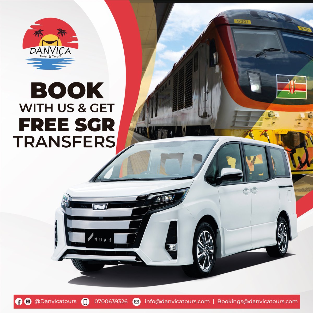 DanvicaTours's tweet photo. As a token of appreciation for using us through this difficult period of the pandemic we shall be giving our dear clients Free SGR Tranfers to your preferred Hotel and back to the SGR...Book now we have amazing offers...

Call 0700639326
Email: Bookings@danvicatours.com https://t.co/6OLjwu9pcx