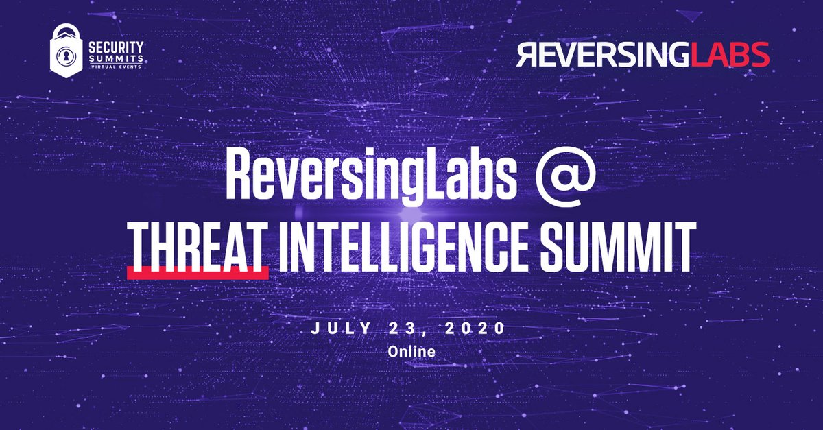 ReversingLabs's tweet image. We are looking forward to joining #ThreatIntelligenceSummit on July 23! 
While we wait for the summit, let&apos;s level up your #YARA game: hubs.ly/H0sJNNx0

#TitaniumPlatform #Explainable #ThreatIntelligence #MachineLearning #YARARules
w/ @SecurityWeek