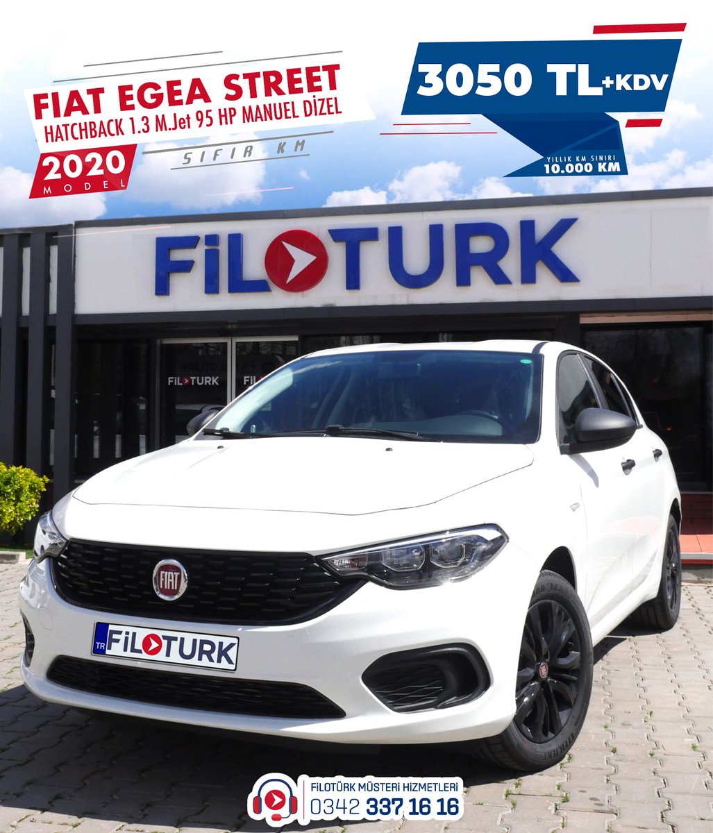 YENİ 2020 FIAT #EGEA STREET HATCHBACK <a href="/filoturknet/">FİLOTURK ARAÇ KİRALAMA HİZMETLERİ A.Ş.</a>'te 🚗 1.3 M.JET 95 HP MANUEL DİZEL
- 3.050₺ + KDV
- Yıllık KM Sınırı: 10.000
👍🏻BU KONFORA SAHİP OLMAK HERKESİN HAKKI 🚘
💻 filoturk.net
☎ +90 (342) 337 16 16 📩 info@filoturk.net
▫
#Filotürk #Filotürknet #Filo #Rent