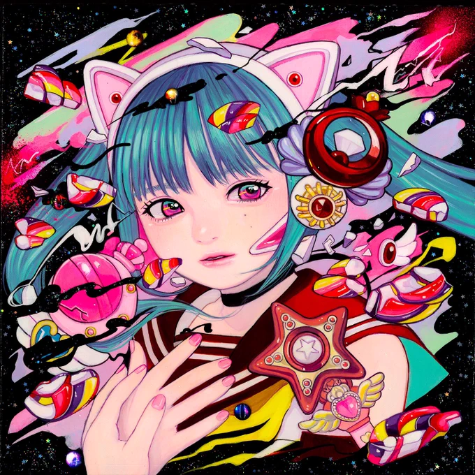 #女の子のイラストだけで興味を持ってくれる方へ届け 

キャンバスにアクリル絵の具で描いています 
