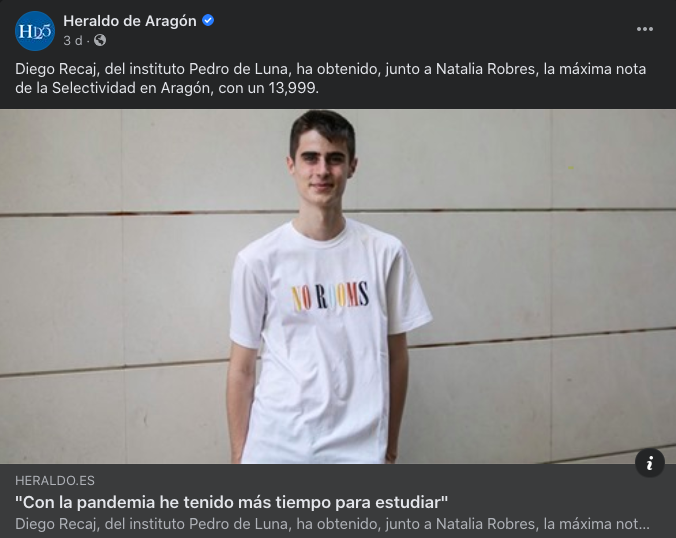 bpalop's tweet photo. Natalia Robres, de algún colegio o instituto que no merece aparecer en el titular, ha obtenido, junto a Diego Recaj, la máxima nota de la Selectividad en Aragón, con un 13,999.

Se llama Natalia Robres. Y también tiene fotos. https://t.co/maU2fRN7b0