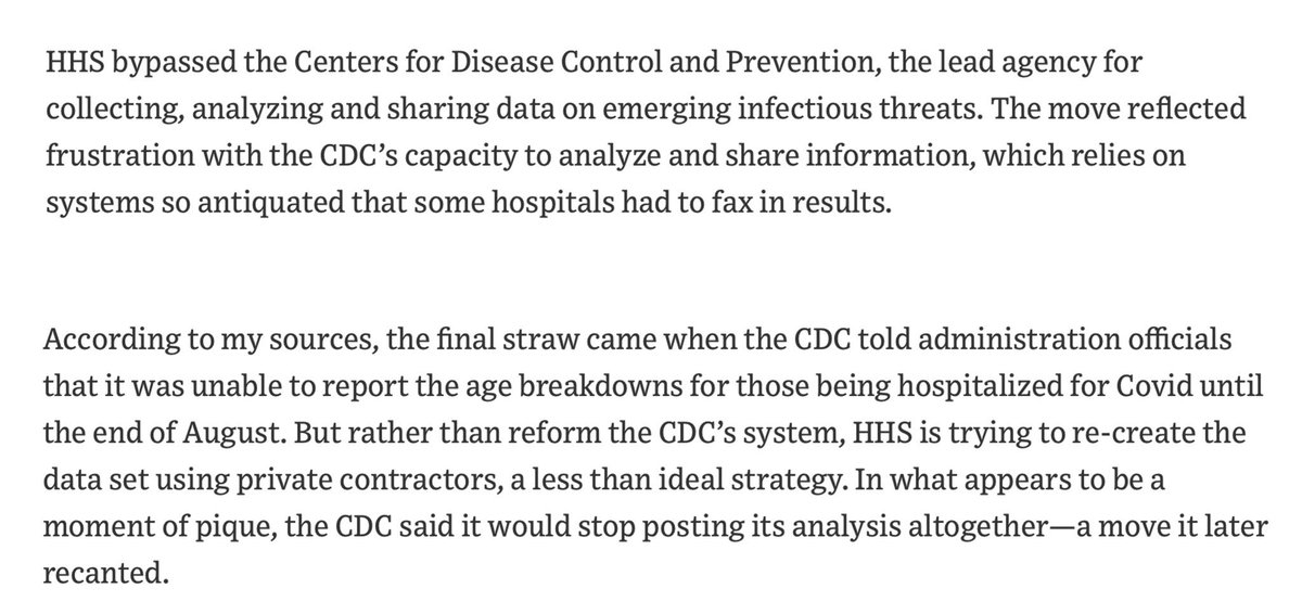 32/. Last week the Trump admin ordered hospitals to bypass the CDC & send key  #coronavirus information to a Washington database run by the shadowy surveillance company, Palantir @nytimes said it had alarmed health officials.It should alarm us all! http://nyti.ms/3esGHK6 