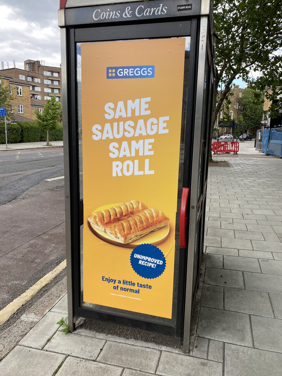  @GreggsOfficial get topical with their return (Check out the “unimproved recipe” roundel  @davetrott!) #CopySafari #copywritersunite