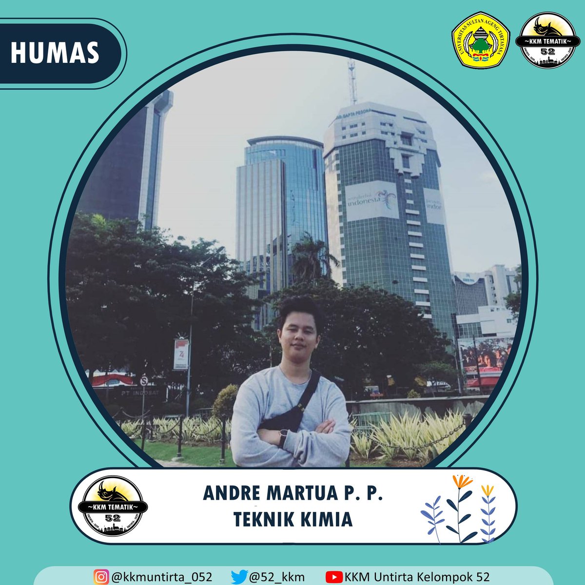 52_kkm's tweet photo. Hallo semua!!
Perkenalkan kami dari Kelompok 52 KKM TEMATIK UNTIRTA 2020. Berikut ini kami akan memperkenalkan profil singkat dari masing-masing anggota.

Nama: Andre Martua P. P
Jurusan: Teknik Kimia
NIM: 3335190106
Jabatan: Humas

#KKMUNTIRTAKELOMPOK52
#KKMUNTIRTAJAWARA2020 https://t.co/xj435MOUkM