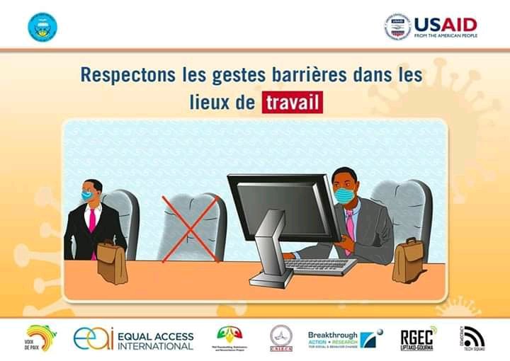 OumarAlassane7's tweet photo. Respectons les gestes barrières dans nos lieux de travail.
#StopCovid19ml 
#Je_porte_un_masque 
#EqualAccessMali 
#VoixdePaix
#DemocracyTechsquad https://t.co/5P0NS1GDxd